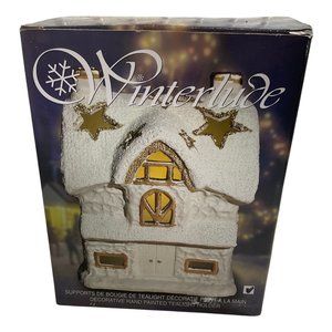 Hand Painted Holiday Building Tealight Holders